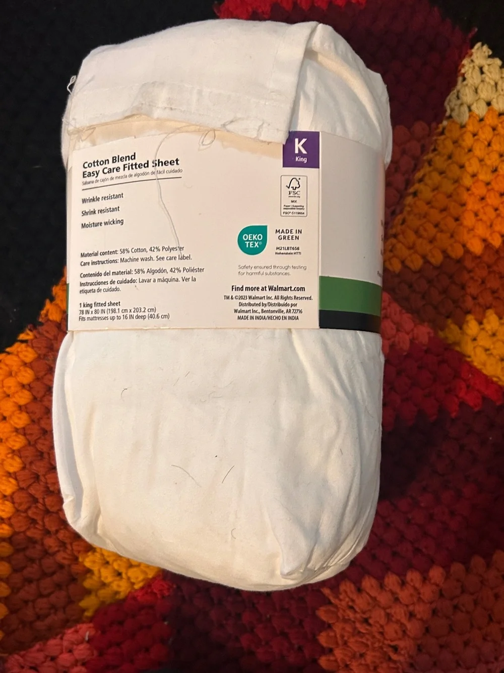 Mainstays Cotton Blend Fitted Sheet - White